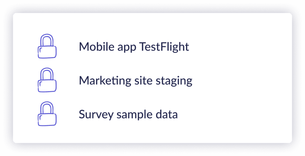 Mobile on TestFlight, Marketing site staging, Survey sample data